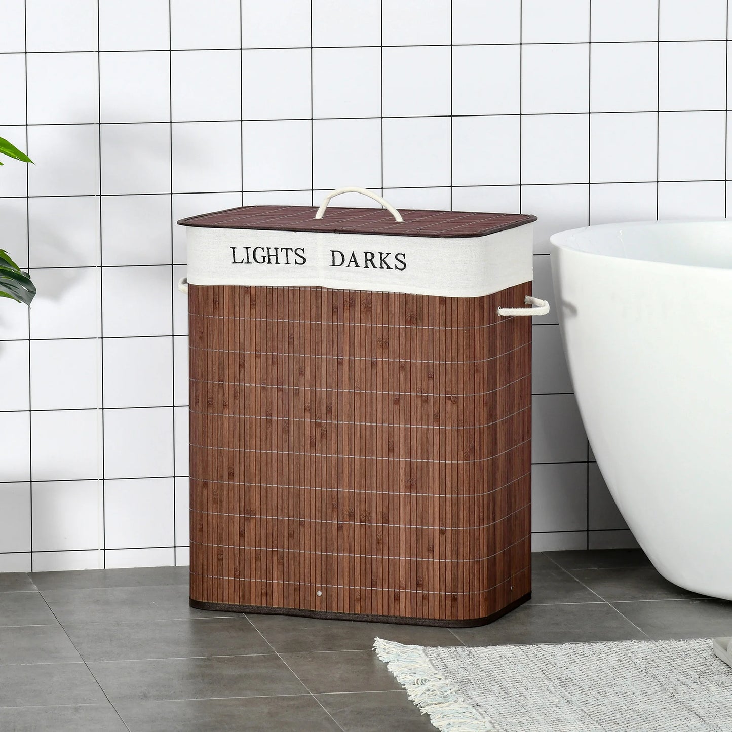 Bamboo Laundry Hamper – Light & Dark Sorter Homelune LTD