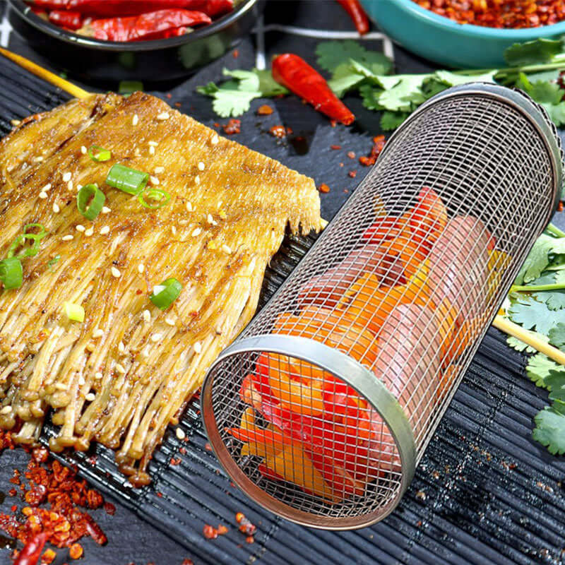 Portable Rolling BBQ Grill Basket – Perfect for Outdoor Camping & Grilling - Homelune LTD home essentials and decor!