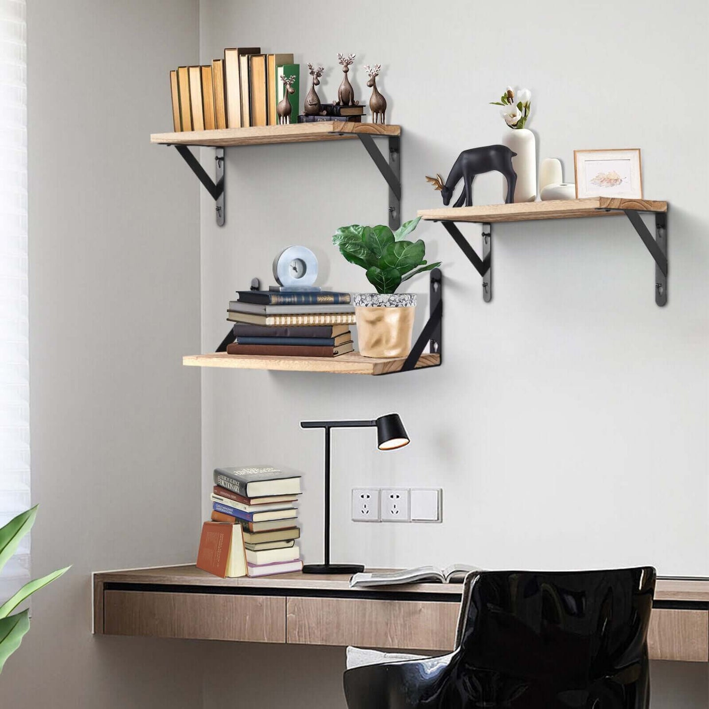 Rustic Industrial Wooden Floating Shelves for Wall Display - Homelune LTD home essentials and decor!