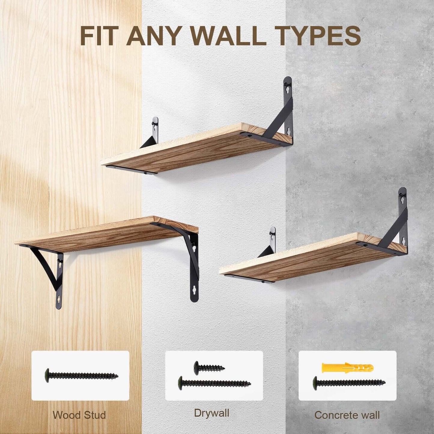 Rustic Industrial Wooden Floating Shelves for Wall Display - Homelune LTD home essentials and decor!