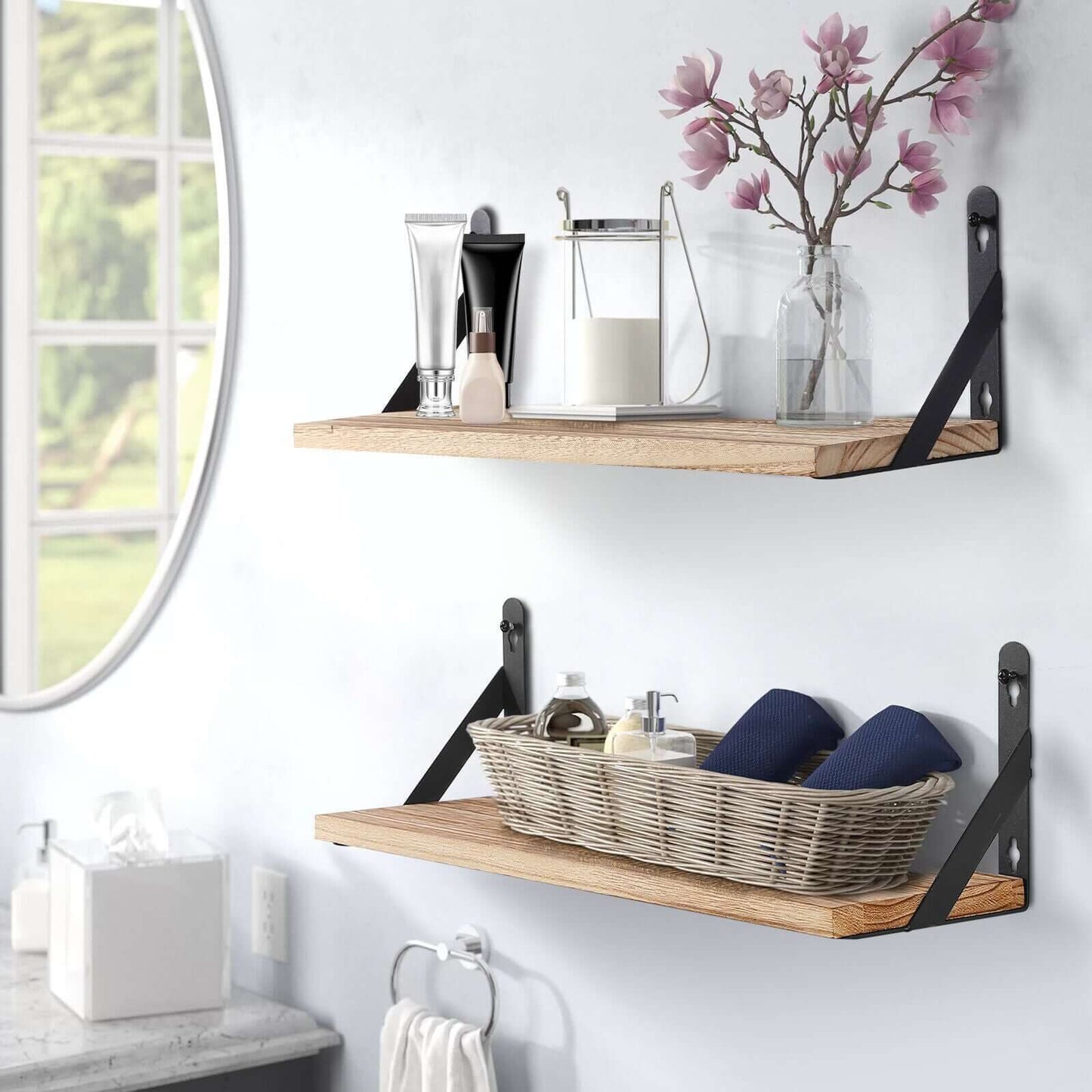 Rustic Industrial Wooden Floating Shelves for Wall Display - Homelune LTD home essentials and decor!