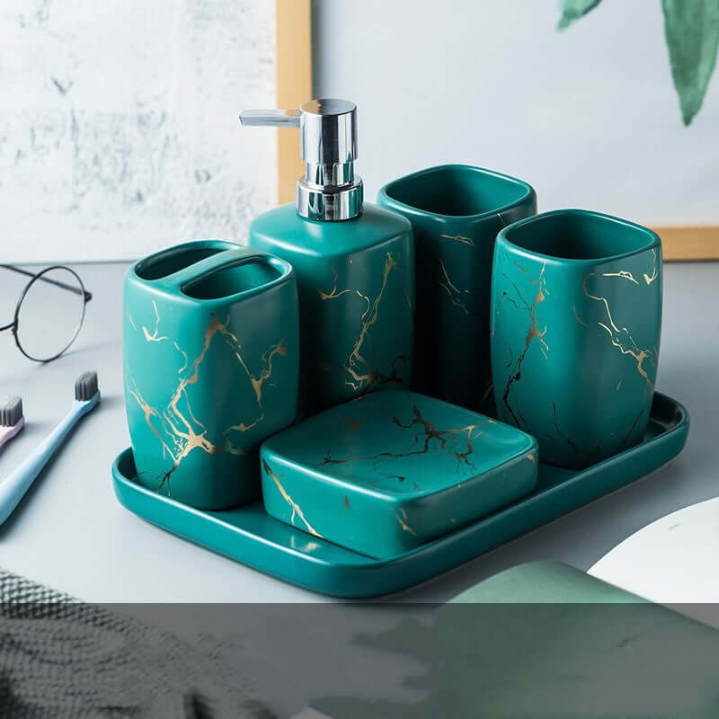 Upgrade Your Bathroom with Our Elegant Wash Bathroom Gift Set & Mouthwash Cup! - Homelune LTD home essentials and decor!