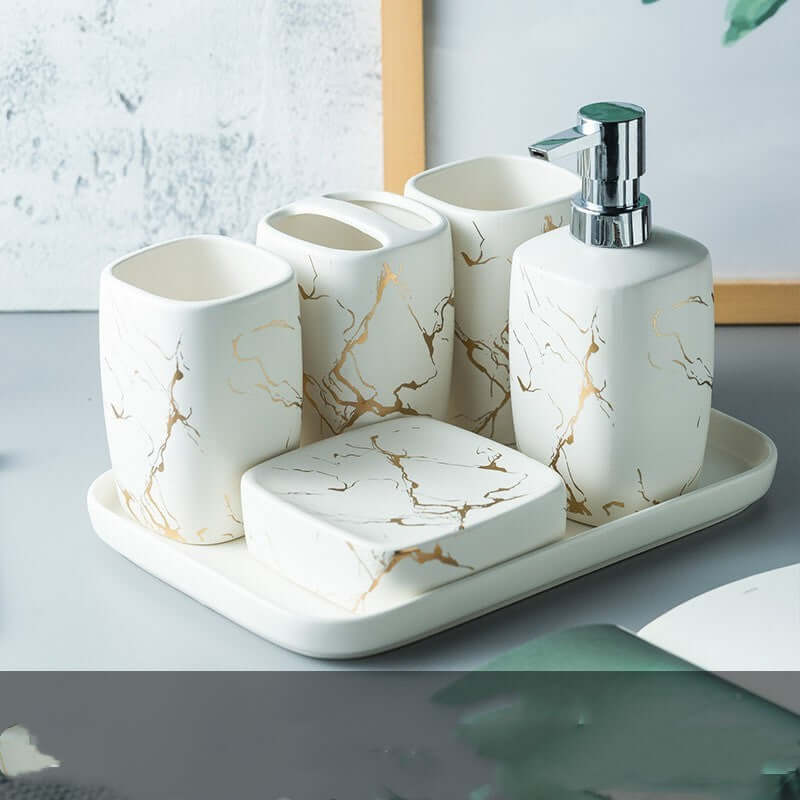 Upgrade Your Bathroom with Our Elegant Wash Bathroom Gift Set & Mouthwash Cup! - Homelune LTD home essentials and decor!