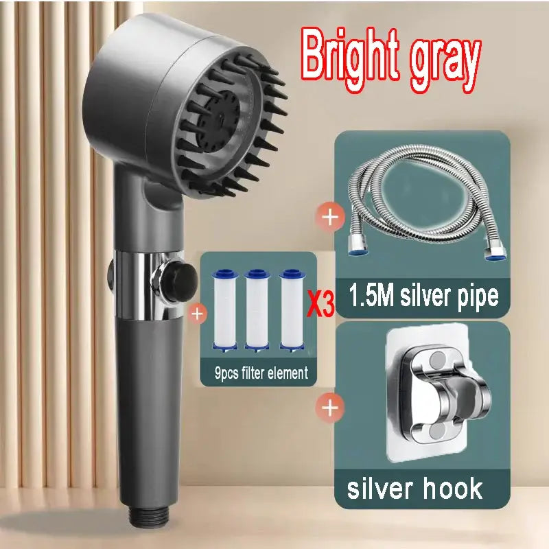 Upgrade Your Shower Experience with the Gun Grey Skincare Filter Booster Shower Head! - Homelune LTD home essentials and decor!