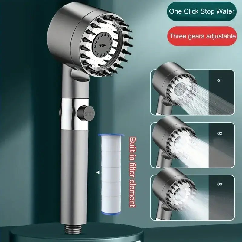 Upgrade Your Shower Experience with the Gun Grey Skincare Filter Booster Shower Head! - Homelune LTD home essentials and decor!