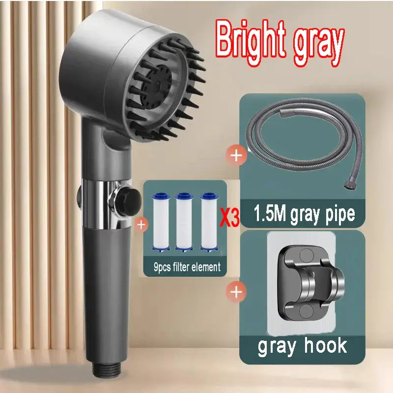 Upgrade Your Shower Experience with the Gun Grey Skincare Filter Booster Shower Head! - Homelune LTD home essentials and decor!