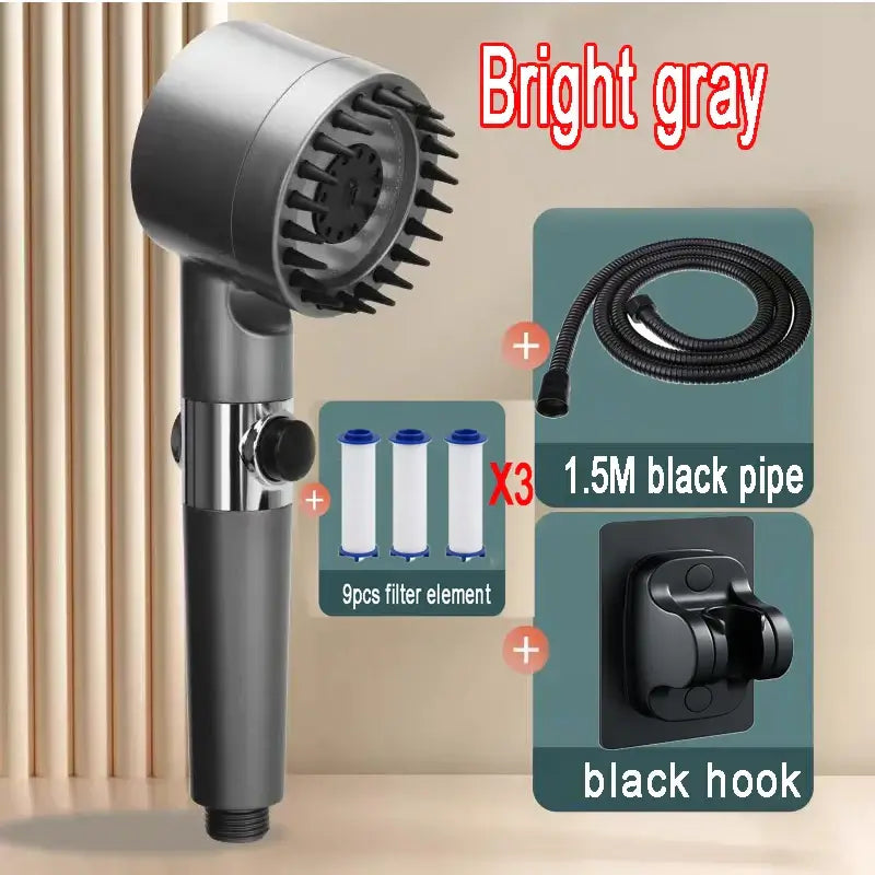 Upgrade Your Shower Experience with the Gun Grey Skincare Filter Booster Shower Head! - Homelune LTD home essentials and decor!