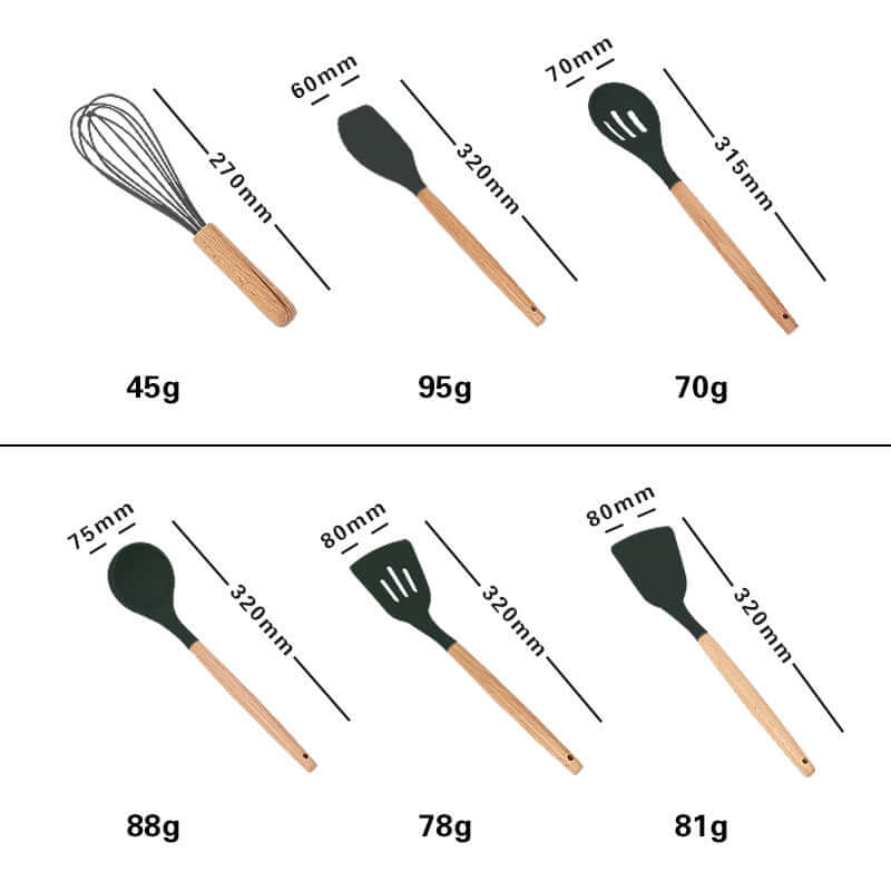 Wooden Handle Silicone Cooking Utensils Set - Homelune LTD home essentials and decor!