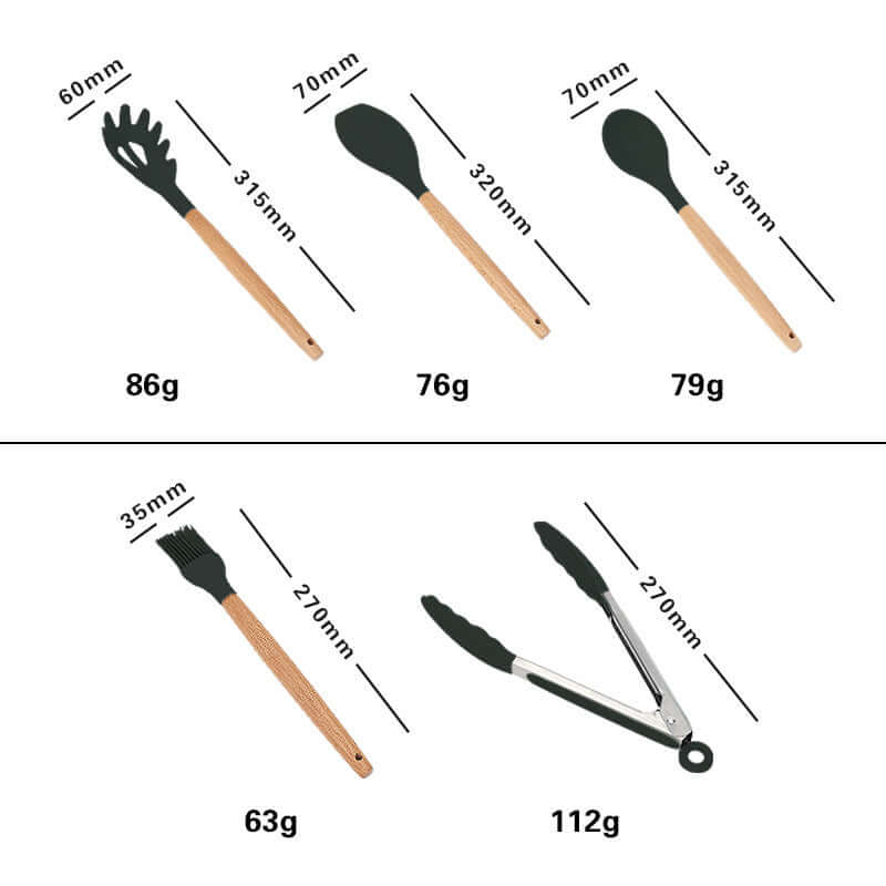 Wooden Handle Silicone Cooking Utensils Set - Homelune LTD home essentials and decor!
