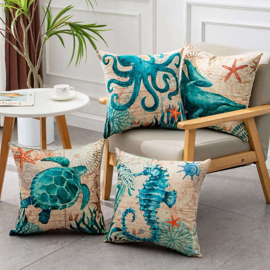 Add a Touch of Coastal Charm with Sea Turtle Printed Cushion Covers - Homelune LTD home essentials and decor!