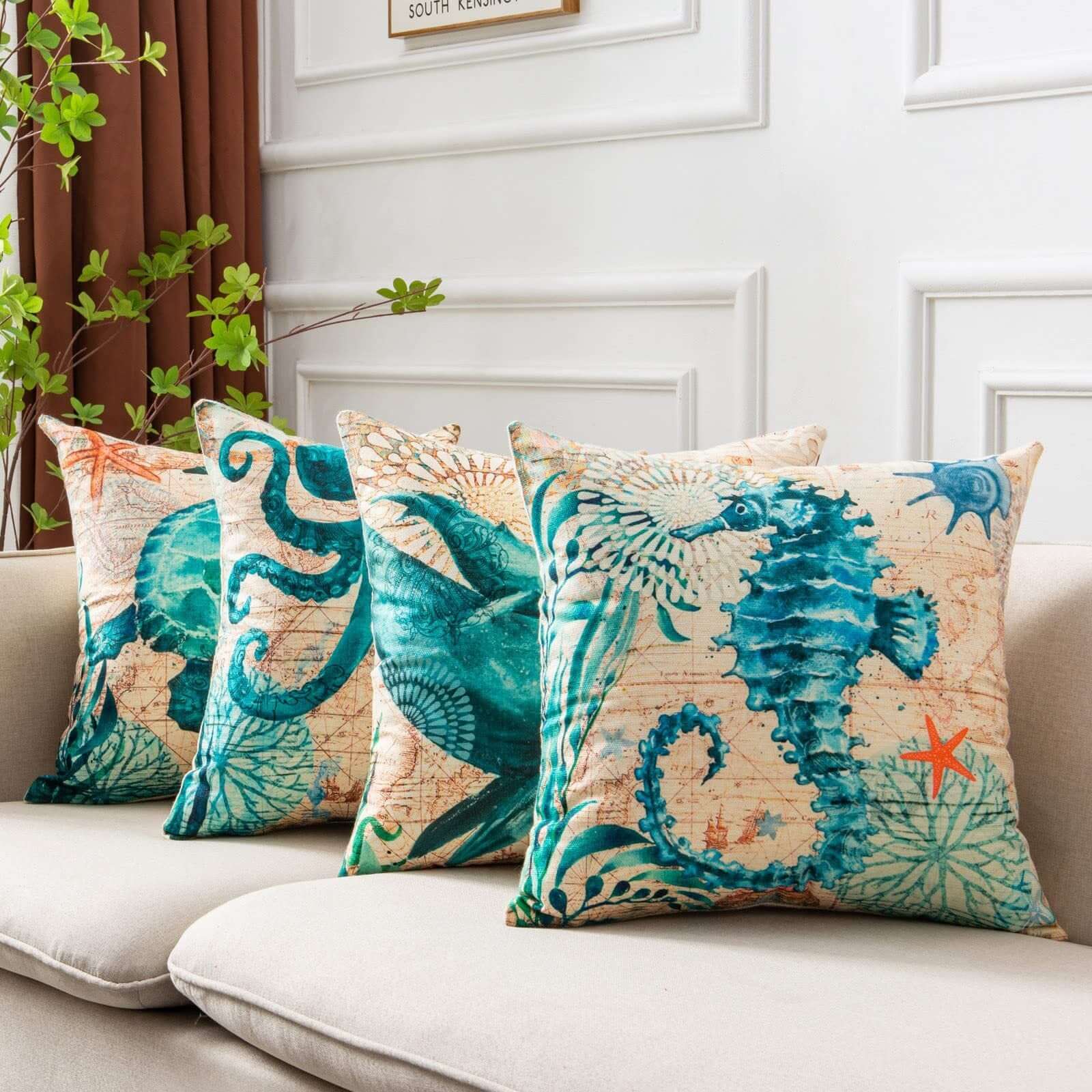 Add a Touch of Coastal Charm with Sea Turtle Printed Cushion Covers - Homelune LTD home essentials and decor!