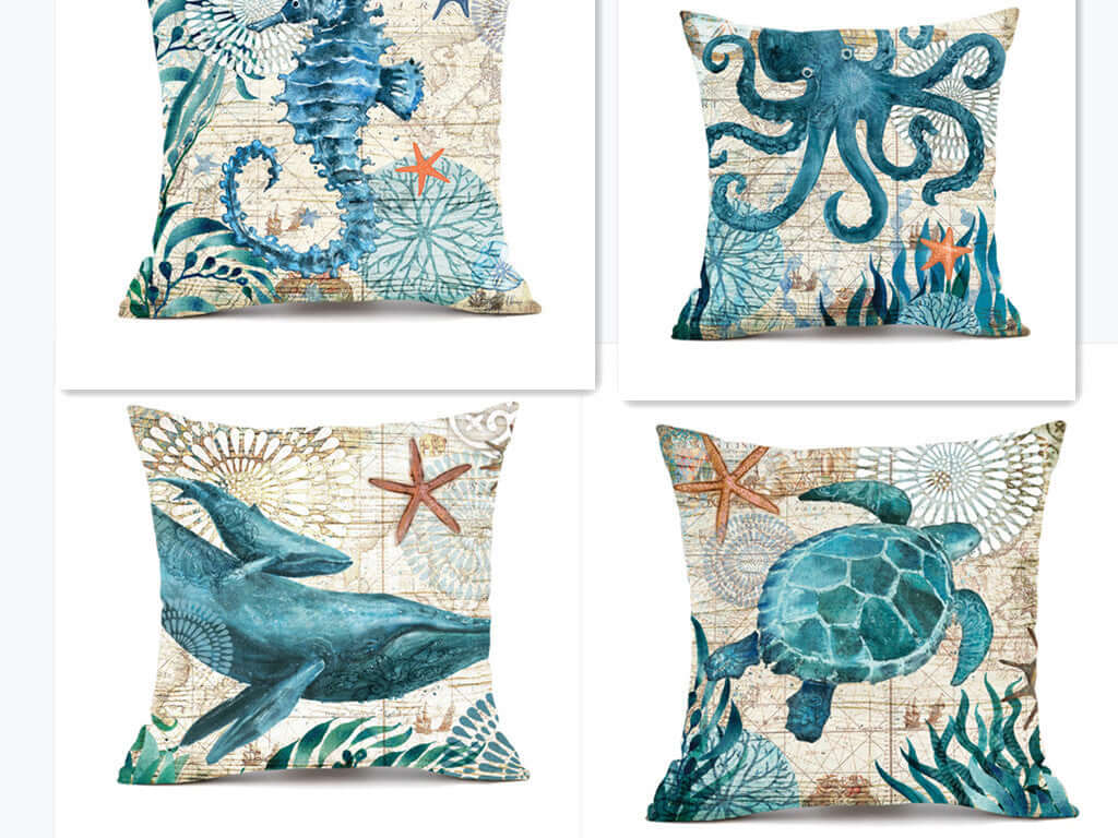 Add a Touch of Coastal Charm with Sea Turtle Printed Cushion Covers - Homelune LTD home essentials and decor!