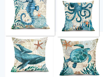 Add a Touch of Coastal Charm with Sea Turtle Printed Cushion Covers - Homelune LTD home essentials and decor!