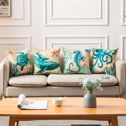 Add a Touch of Coastal Charm with Sea Turtle Printed Cushion Covers - Homelune LTD home essentials and decor!