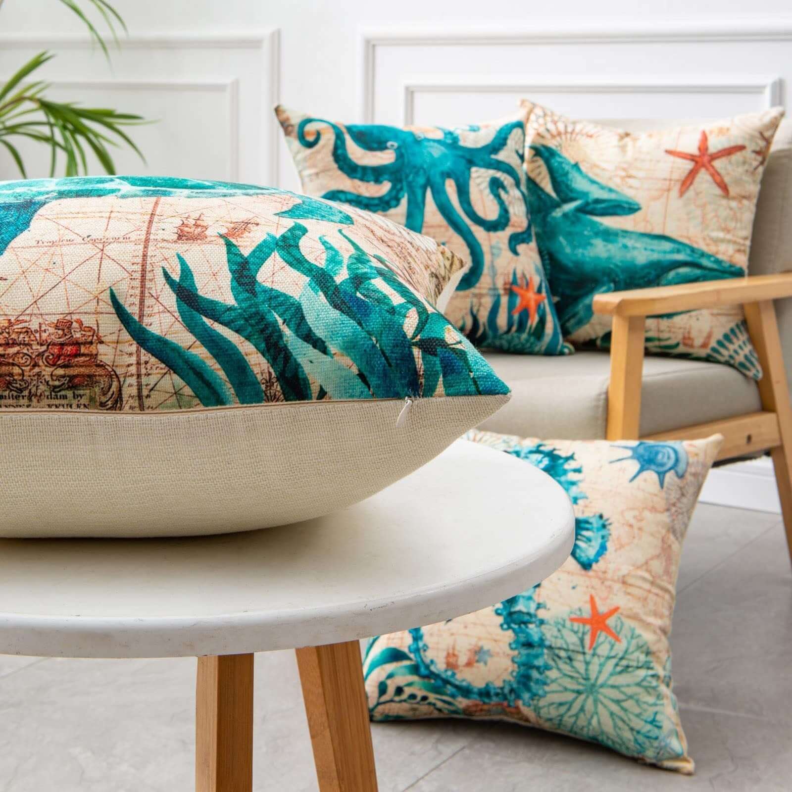 Add a Touch of Coastal Charm with Sea Turtle Printed Cushion Covers - Homelune LTD home essentials and decor!