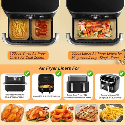 Air Fryer Paper Liners! - Effortless Cooking with Our Rectangle Disposable - Homelune LTD home essentials and decor!