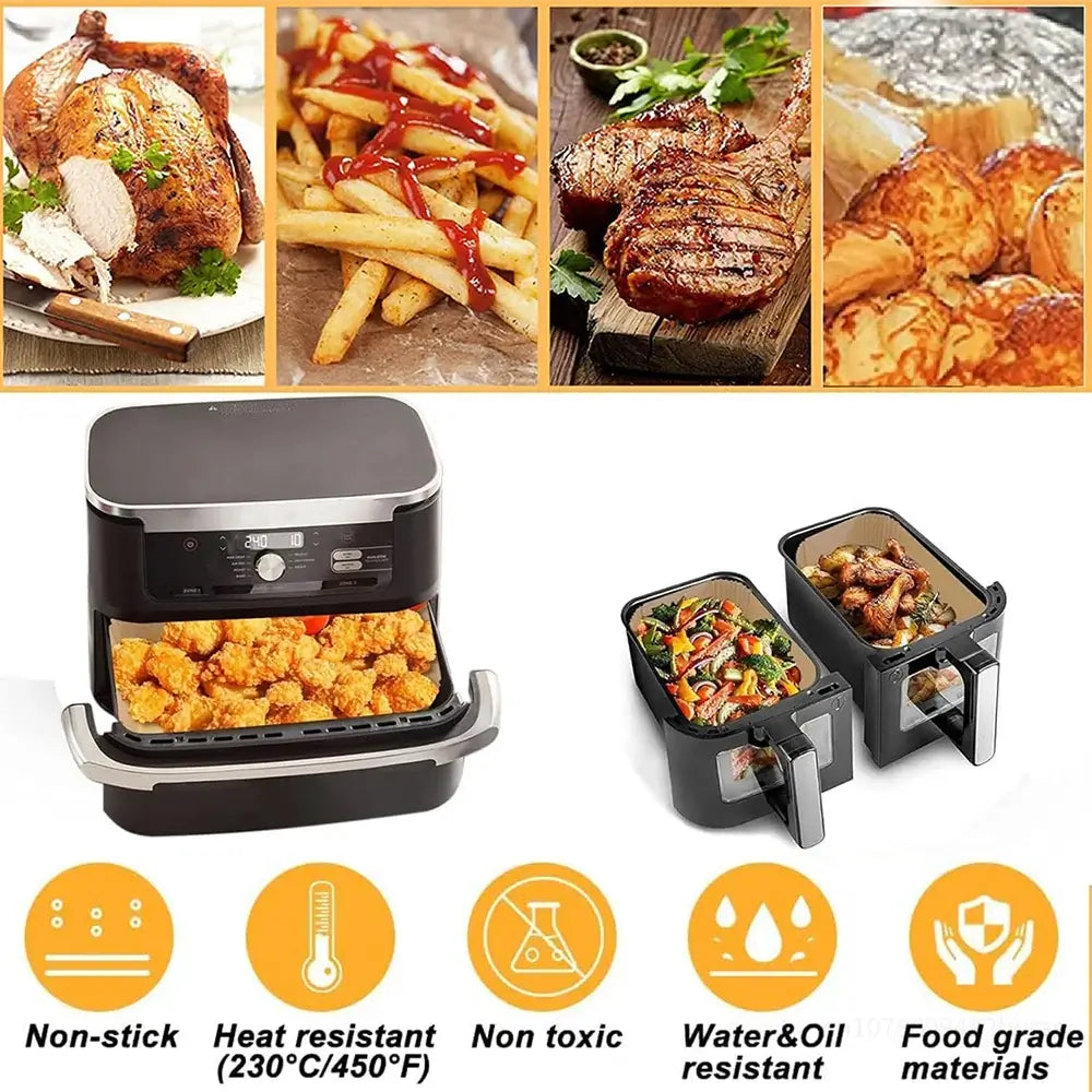 Air Fryer Paper Liners! - Effortless Cooking with Our Rectangle Disposable - Homelune LTD home essentials and decor!