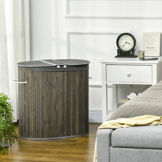 Bamboo Laundry Basket – 2 Compartments Homelune LTD
