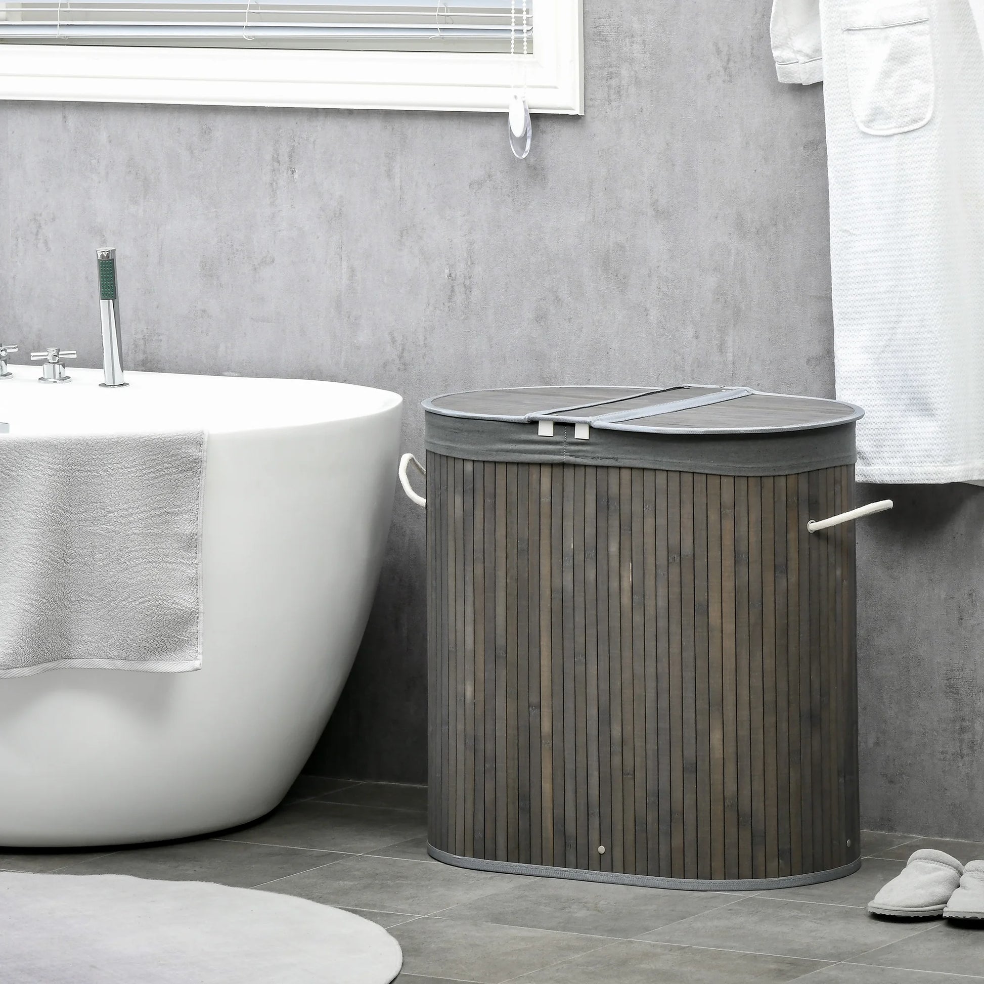Bamboo Laundry Basket – 2 Compartments Homelune LTD