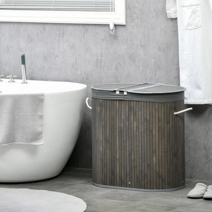 Bamboo Laundry Basket – 2 Compartments Homelune LTD