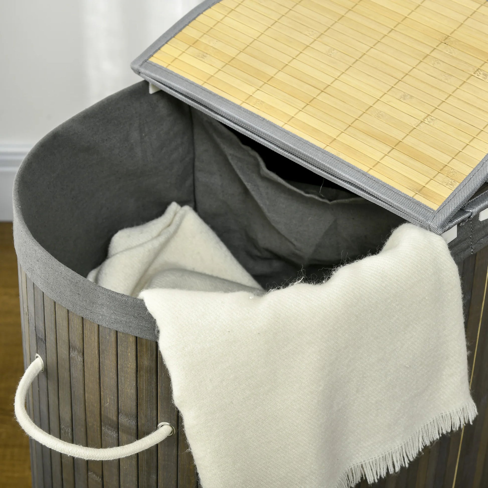 Bamboo Laundry Basket – 2 Compartments Homelune LTD