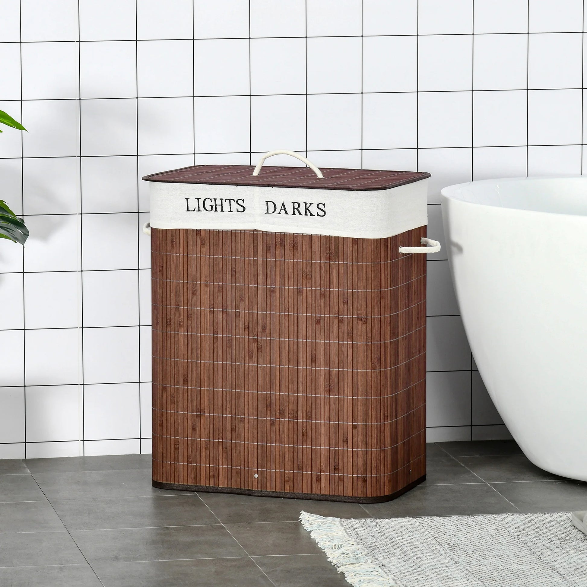 Bamboo Laundry Hamper – Light & Dark Sorter Homelune LTD