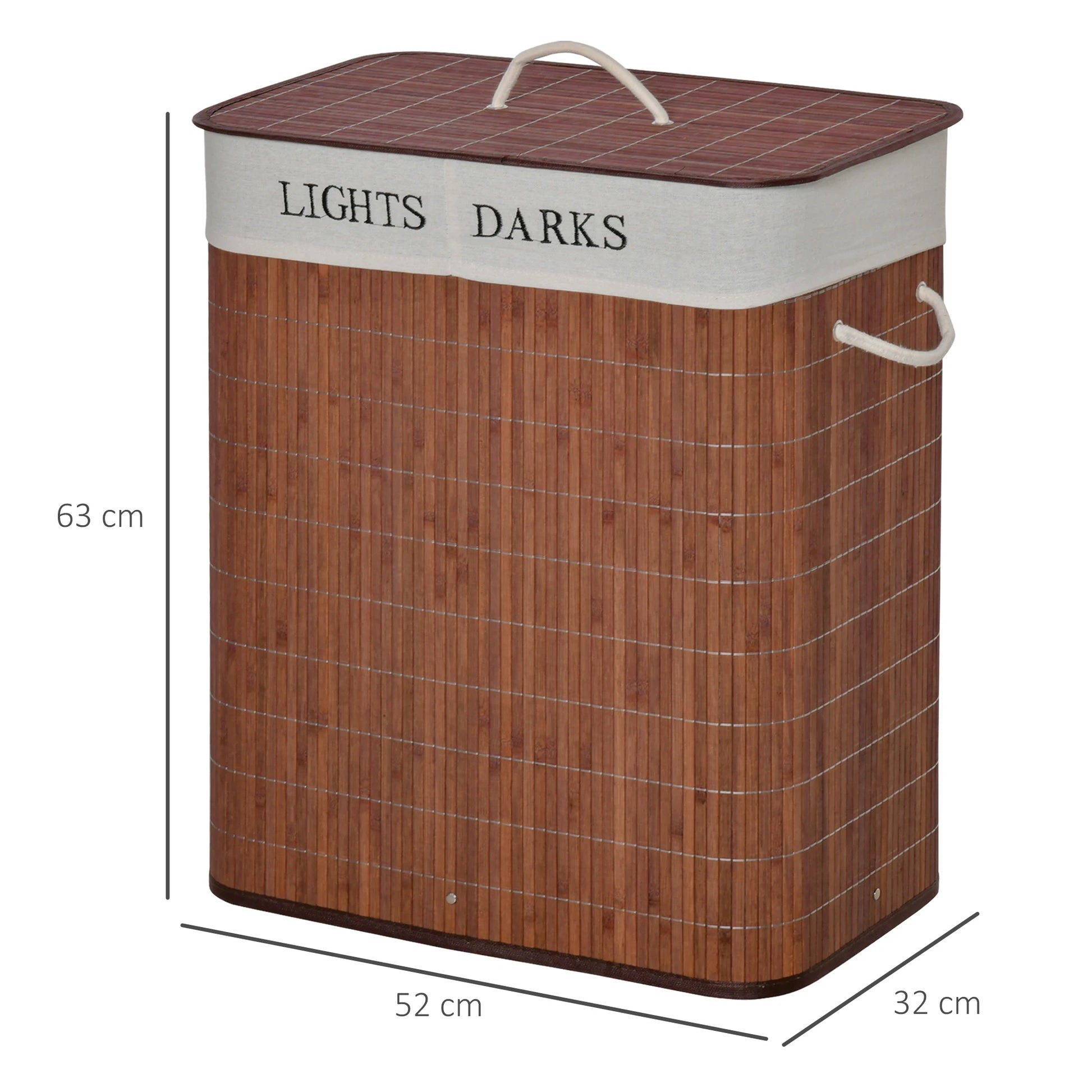 Bamboo Laundry Hamper – Light & Dark Sorter Homelune LTD