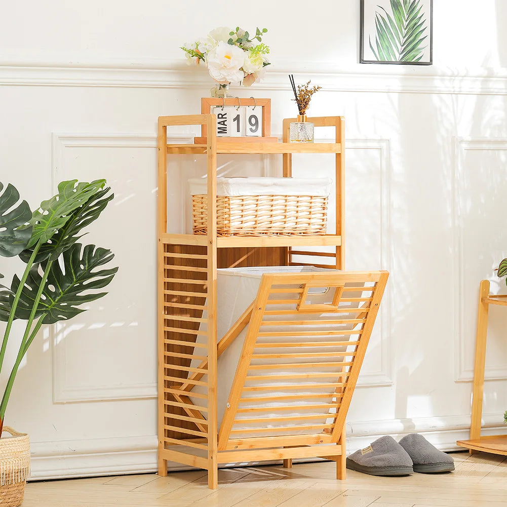 Bamboo Laundry Rack with Storage Homelune LTD