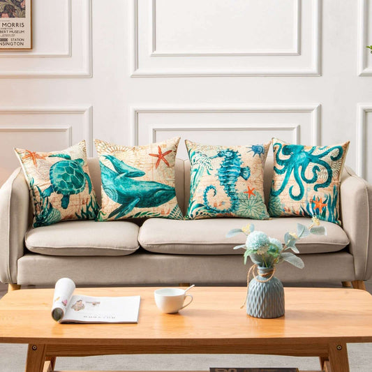 Bring Coastal Vibes Home with Sea Turtle Printed Cushion Covers - Homelune LTD home essentials and decor!