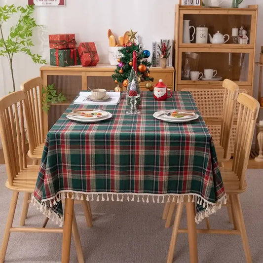 Celebrate the Holidays with Our Elegant Green Plaid Tablecloth - Homelune LTD home essentials and decor!