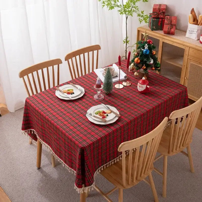Celebrate the Holidays with Our Elegant Green Plaid Tablecloth - Homelune LTD home essentials and decor!