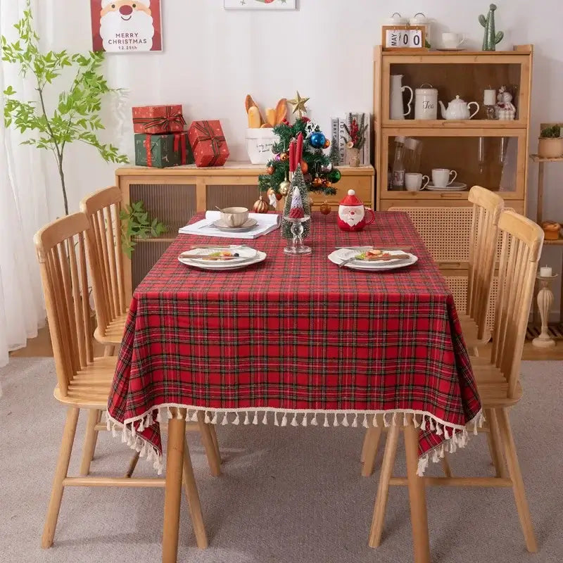 Celebrate the Holidays with Our Elegant Green Plaid Tablecloth - Homelune LTD home essentials and decor!