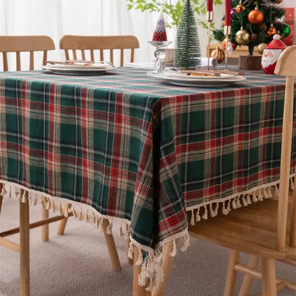Celebrate the Holidays with Our Elegant Green Plaid Tablecloth - Homelune LTD home essentials and decor!