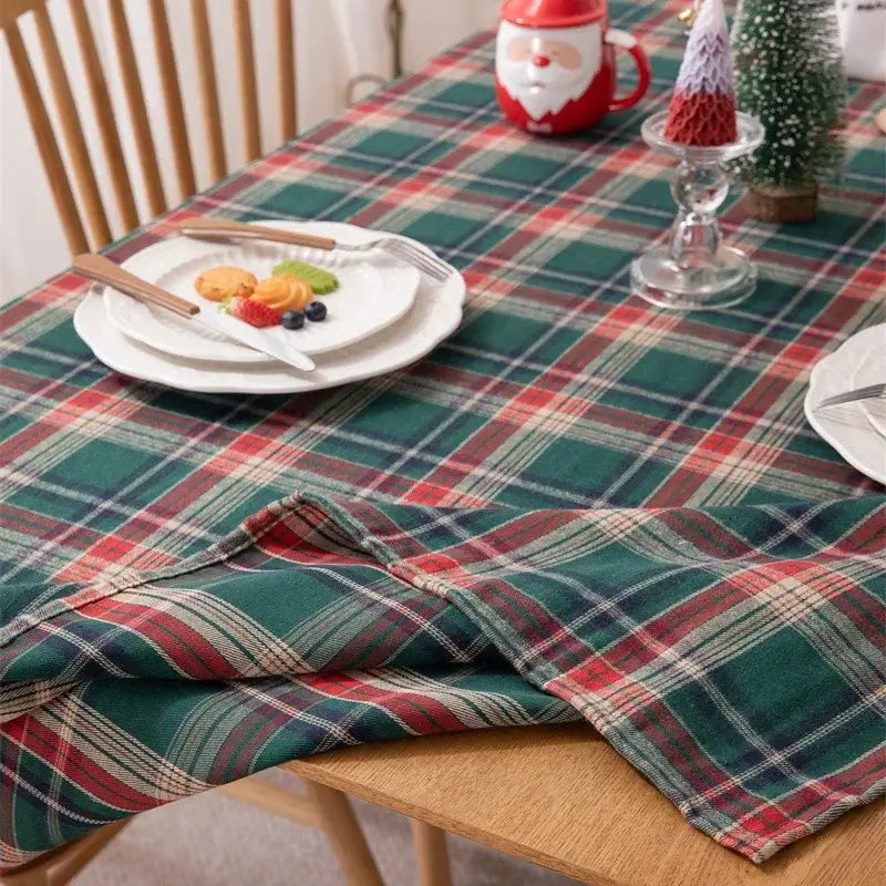 Celebrate the Holidays with Our Elegant Green Plaid Tablecloth - Homelune LTD home essentials and decor!
