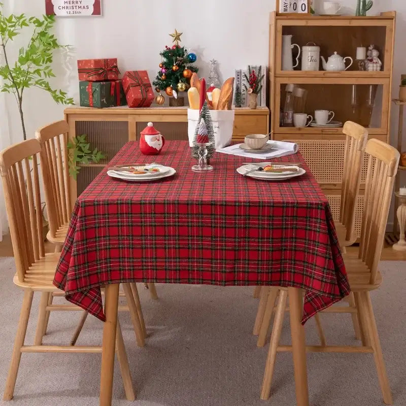Celebrate the Holidays with Our Elegant Green Plaid Tablecloth - Homelune LTD home essentials and decor!