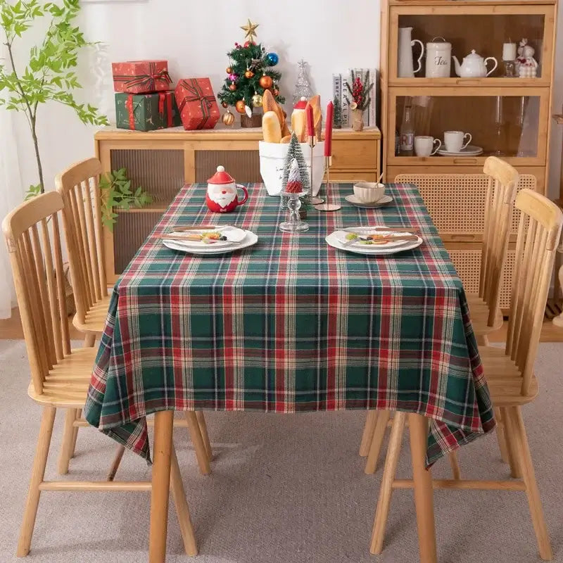 Celebrate the Holidays with Our Elegant Green Plaid Tablecloth - Homelune LTD home essentials and decor!