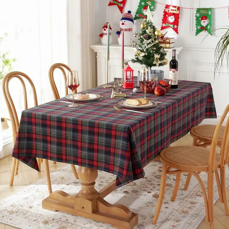 Celebrate the Holidays with Our Elegant Green Plaid Tablecloth - Homelune LTD home essentials and decor!