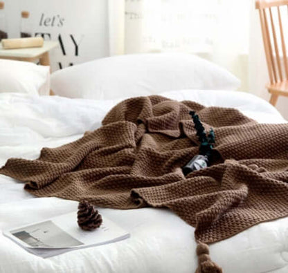 Cozy Up in Style with Our Nordic Fringed Knit Wool Blanket! - Homelune LTD home essentials and decor!