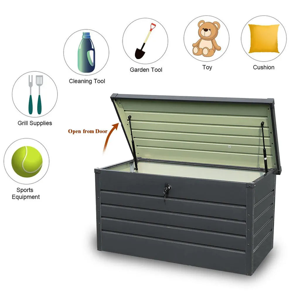 Durable Galvanized Steel Garden Storage Box with Lock Homelune LTD