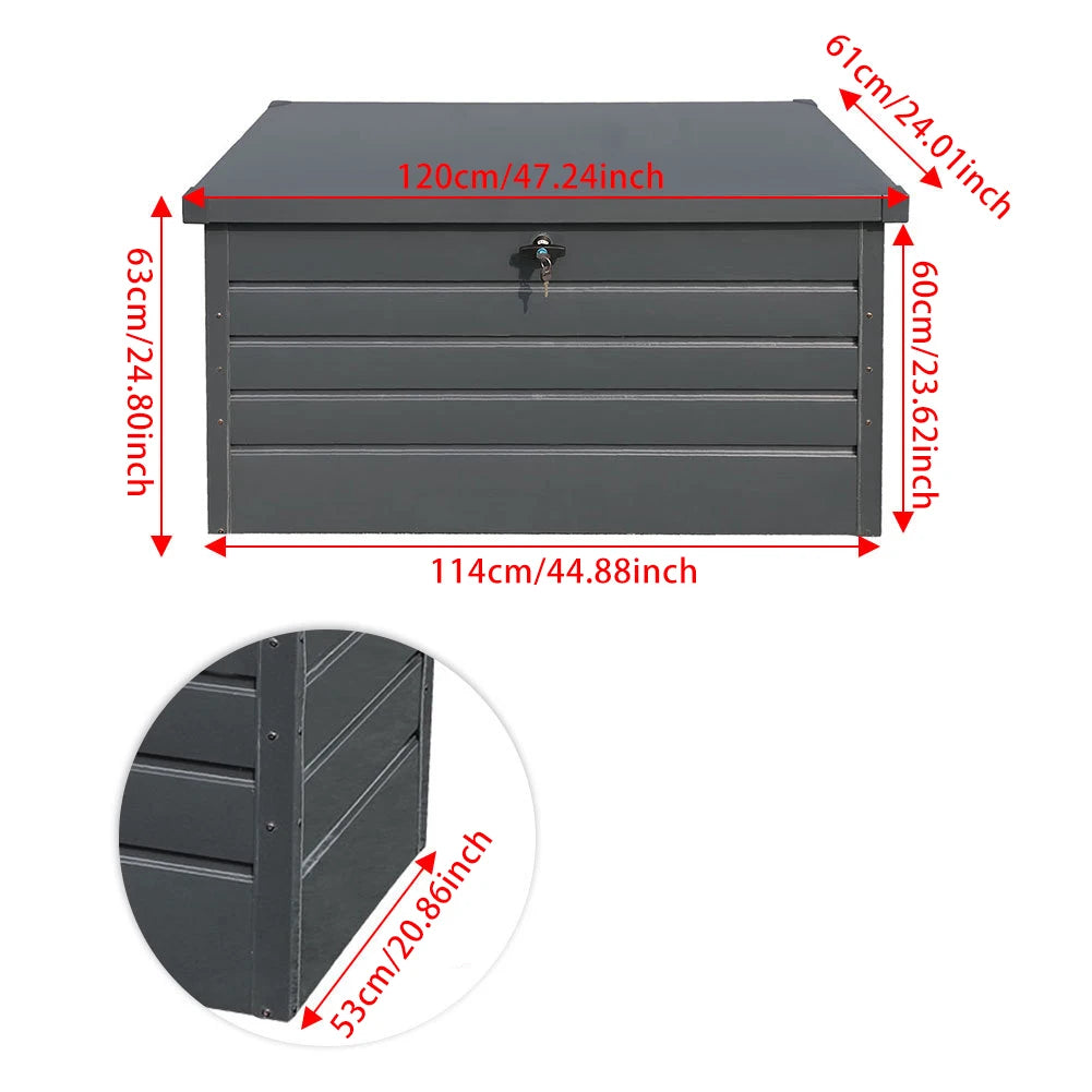 Durable Galvanized Steel Garden Storage Box with Lock Homelune LTD