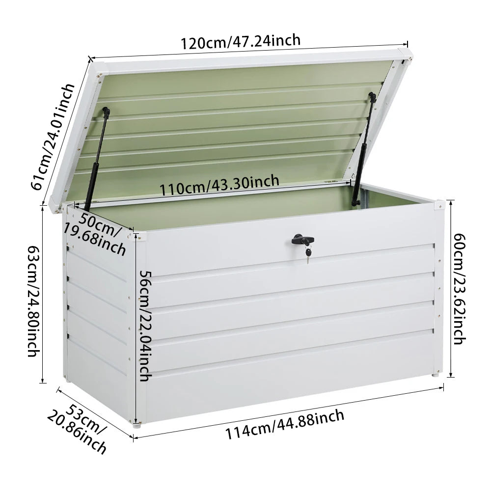 Durable Galvanized Steel Garden Storage Box with Lock Homelune LTD
