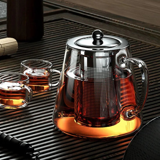 Elegant Heat-Resistant Glass Teapot with Stainless Steel Infuser Homelune LTD