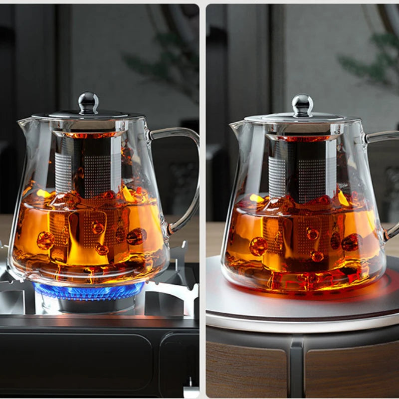 Elegant Heat-Resistant Glass Teapot with Stainless Steel Infuser Homelune LTD