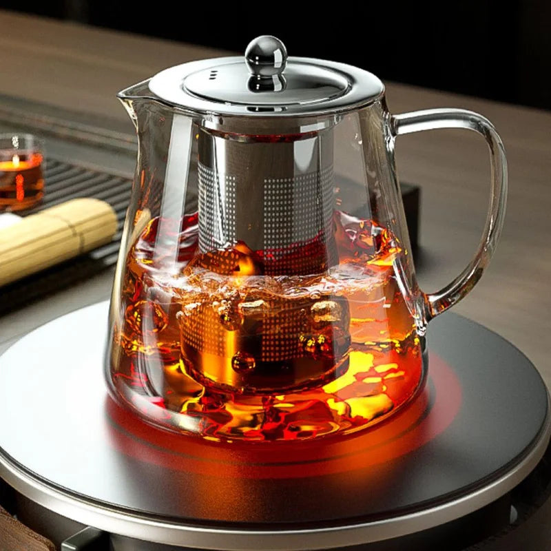 Elegant Heat-Resistant Glass Teapot with Stainless Steel Infuser Homelune LTD