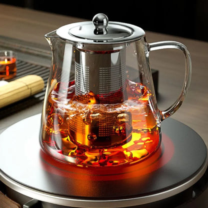 Elegant Heat-Resistant Glass Teapot with Stainless Steel Infuser Homelune LTD