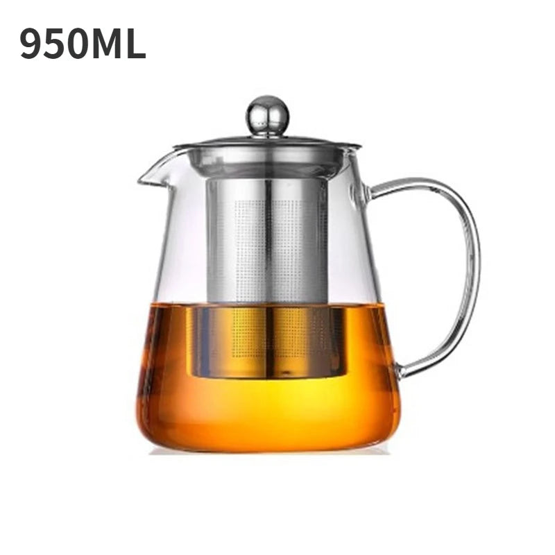 Elegant Heat-Resistant Glass Teapot with Stainless Steel Infuser Homelune LTD