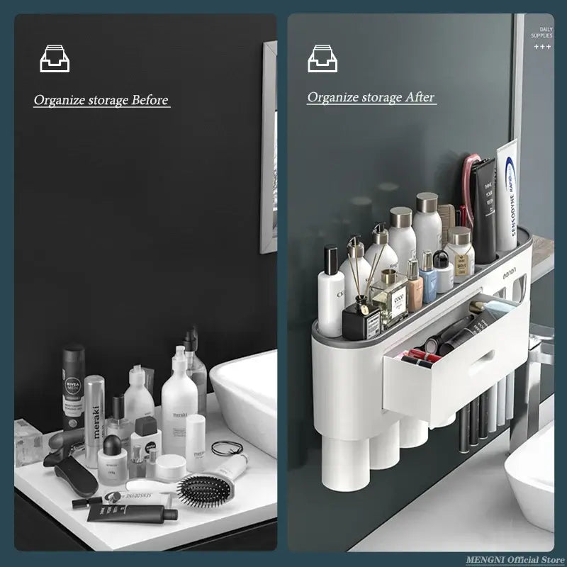 Elevate Your Bathroom with Our Innovative Magnetic Adsorption Toothbrush Holder! - Homelune LTD home essentials and decor!