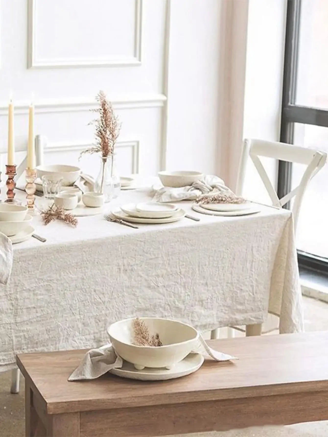 Elevate Your Dining Experience with Our Modern 100% Cotton Linen Tablecloth - Homelune LTD home essentials and decor!
