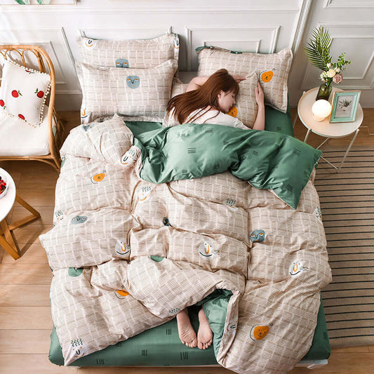 Elevate Your Sleep Space with Our Printed Four-Piece Aloe Cotton Bed Sheet Set - Homelune LTD home essentials and decor!