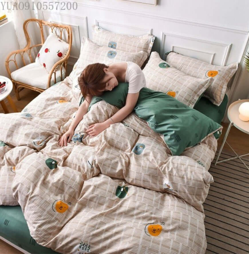 Elevate Your Sleep Space with Our Printed Four-Piece Aloe Cotton Bed Sheet Set - Homelune LTD home essentials and decor!